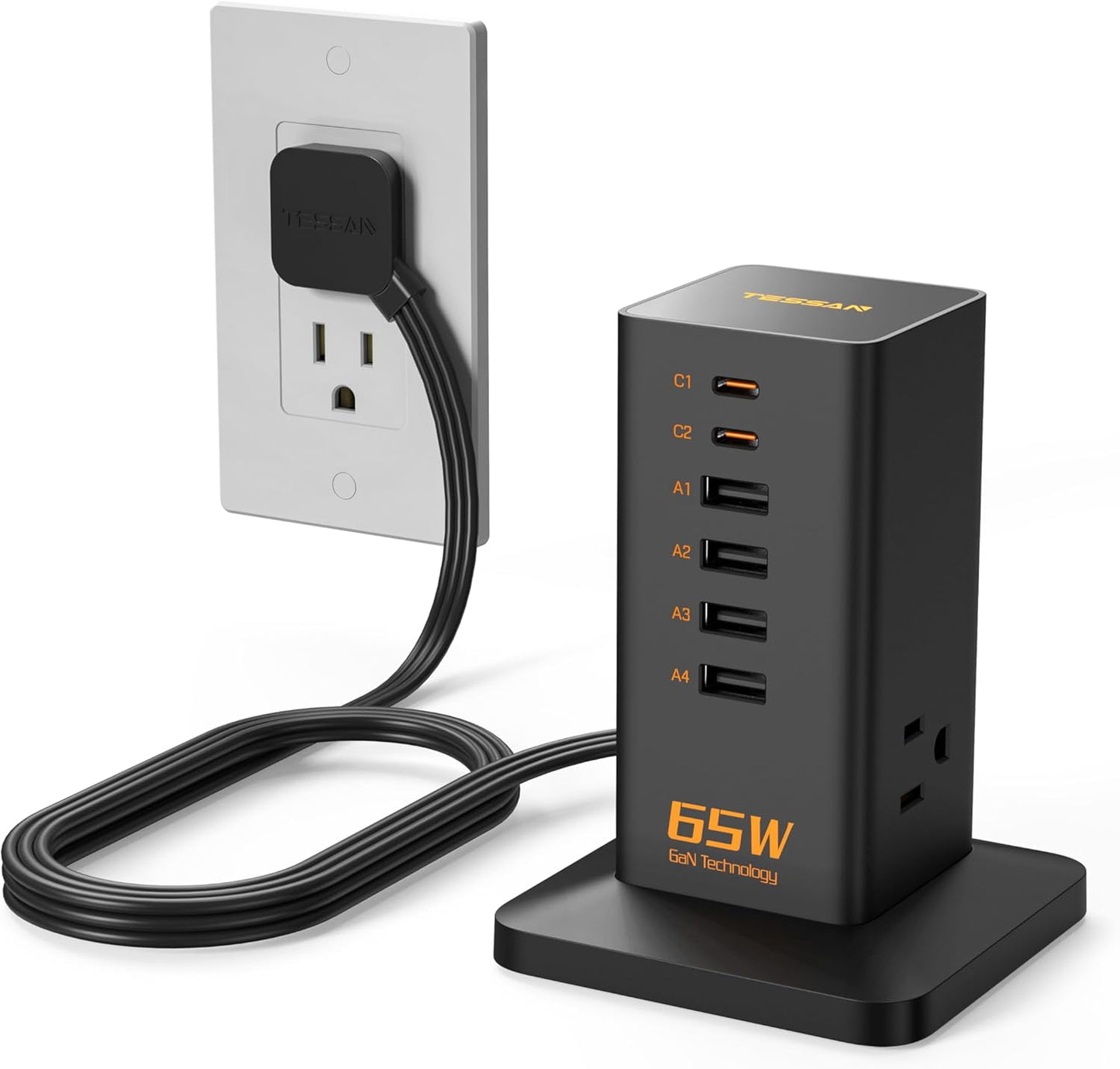 USB Charging Station for Multiple Devices PD 65W - TESSAN 9-in-1