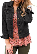 Womens Stretch Button Down Denim Trucker Jacket - Classic Casual Fit