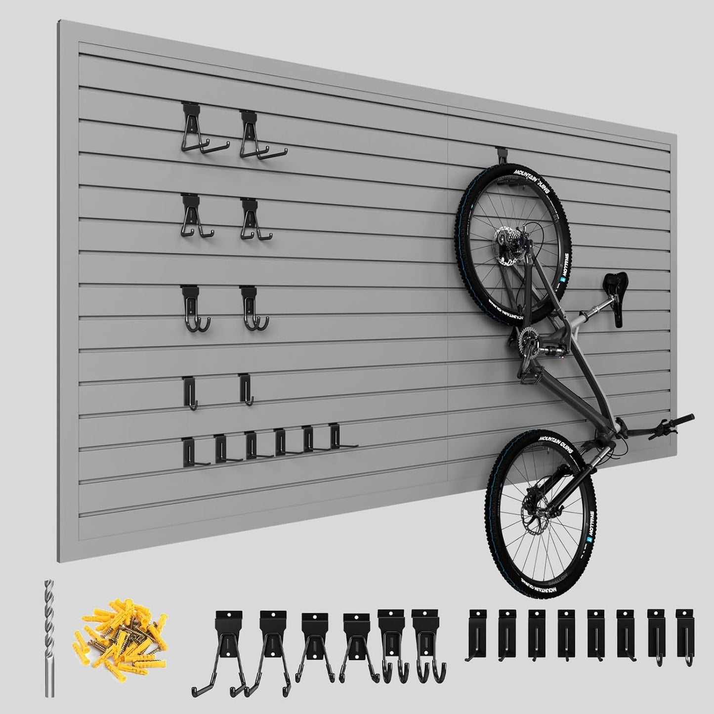 4ftH x 8ftW Slatwall Panel Garage Wall Organizer with Hooks