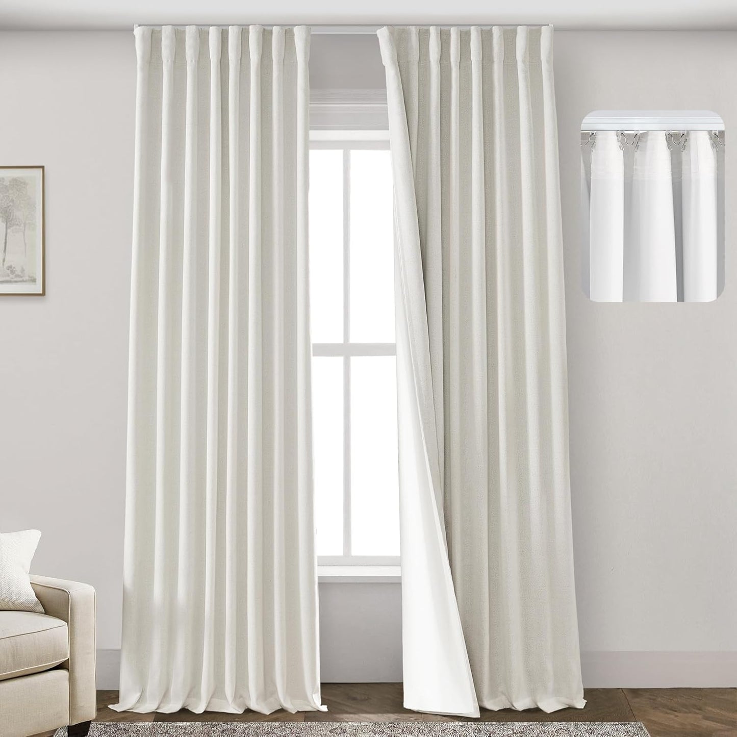 108 Inch Long Blackout Track Curtains & Drapes for Modern Living