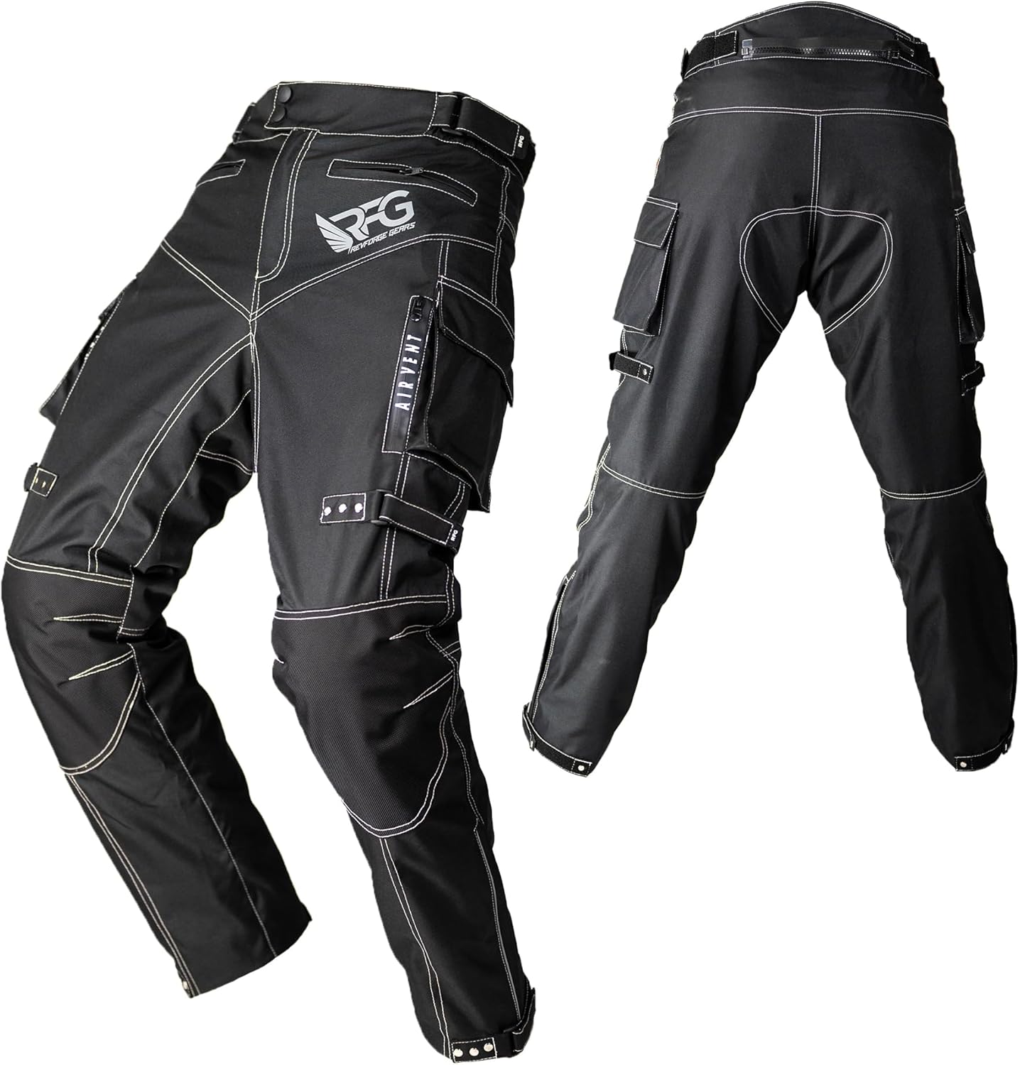 RFG Motorcycle Pants Waterproof Cordura Fabric with Armor Zippers
