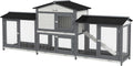PawHut 90.5 in Wooden Rabbit Hutch with Double Run Boxes - Spacious