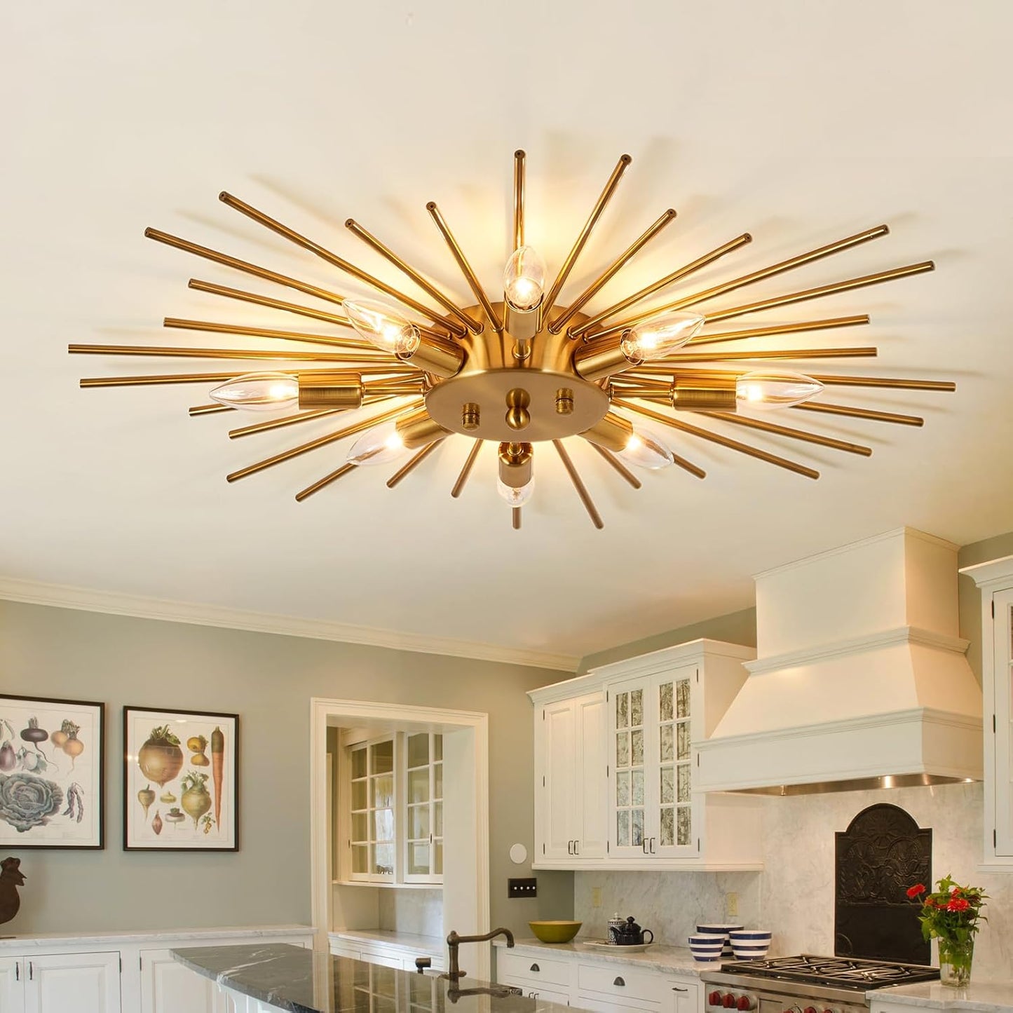 ZGLAOJT Semi Flush Mount 8 Light Ceiling Light for Modern Homes