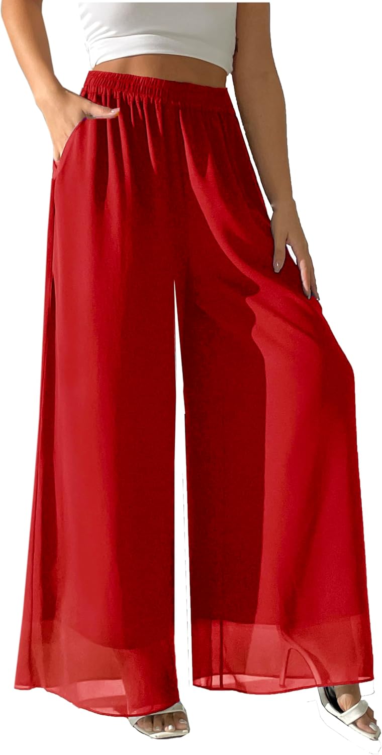 Chiffon Dress Beach Wide Leg Palazzo Pants for All Seasons