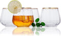 Lysenn Stemless Wine Glasses Set of 4 - Elegant Gold Rim Design