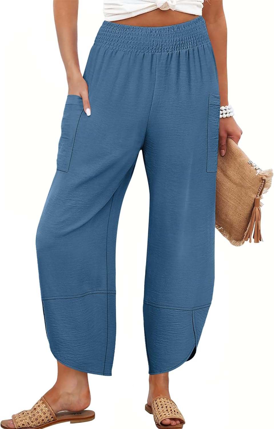 Womens Wide Leg Palazzo Capri Pants for Summer Casual Style