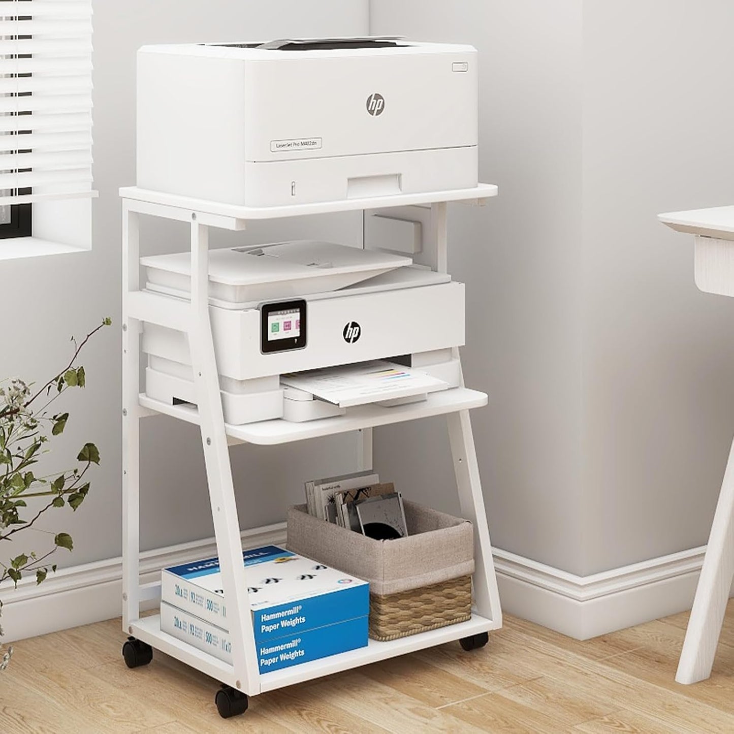 Height Adjustable 3 Tier Printer Stand with Charging Station