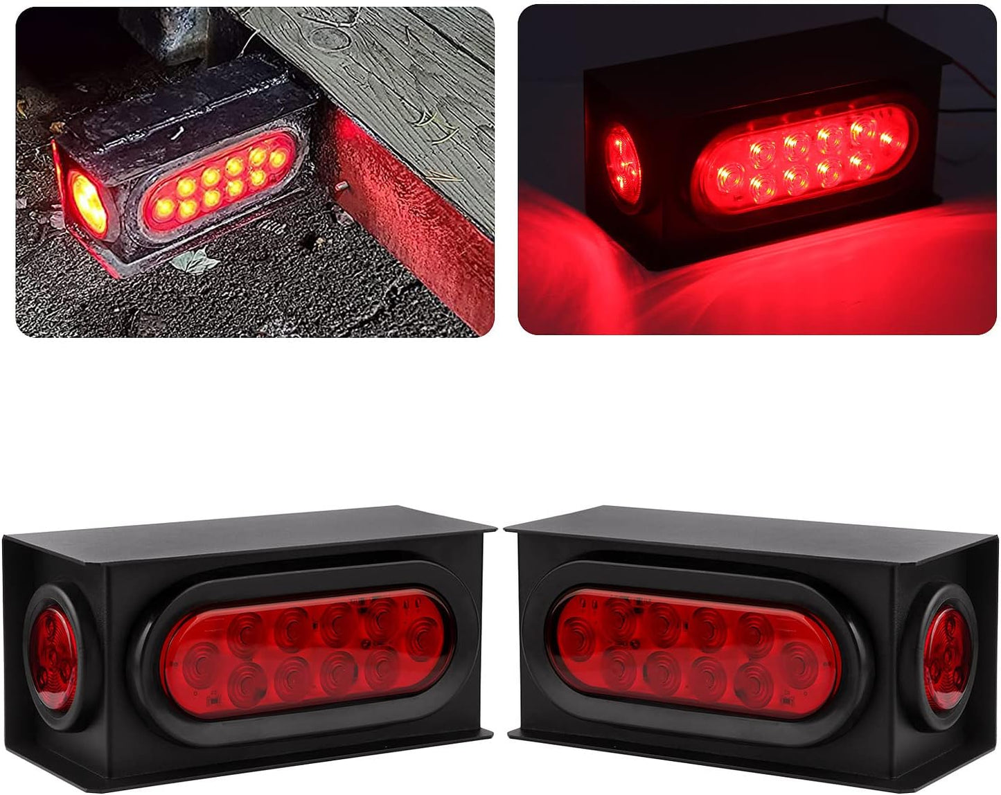 2Pcs Steel Trailer Lights Housing Kit with LED Lights Included