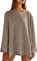 Tankaneo Womens Oversized Tunic Long Sleeve Shirt - Lightweight