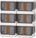 Folding Storage Bins with 4-Way Doors - Stackable 6.86 Gal Organizers