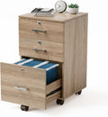 VINGLI 3-Drawer File Cabinet with Lock - Oak Rolling File Cabinet