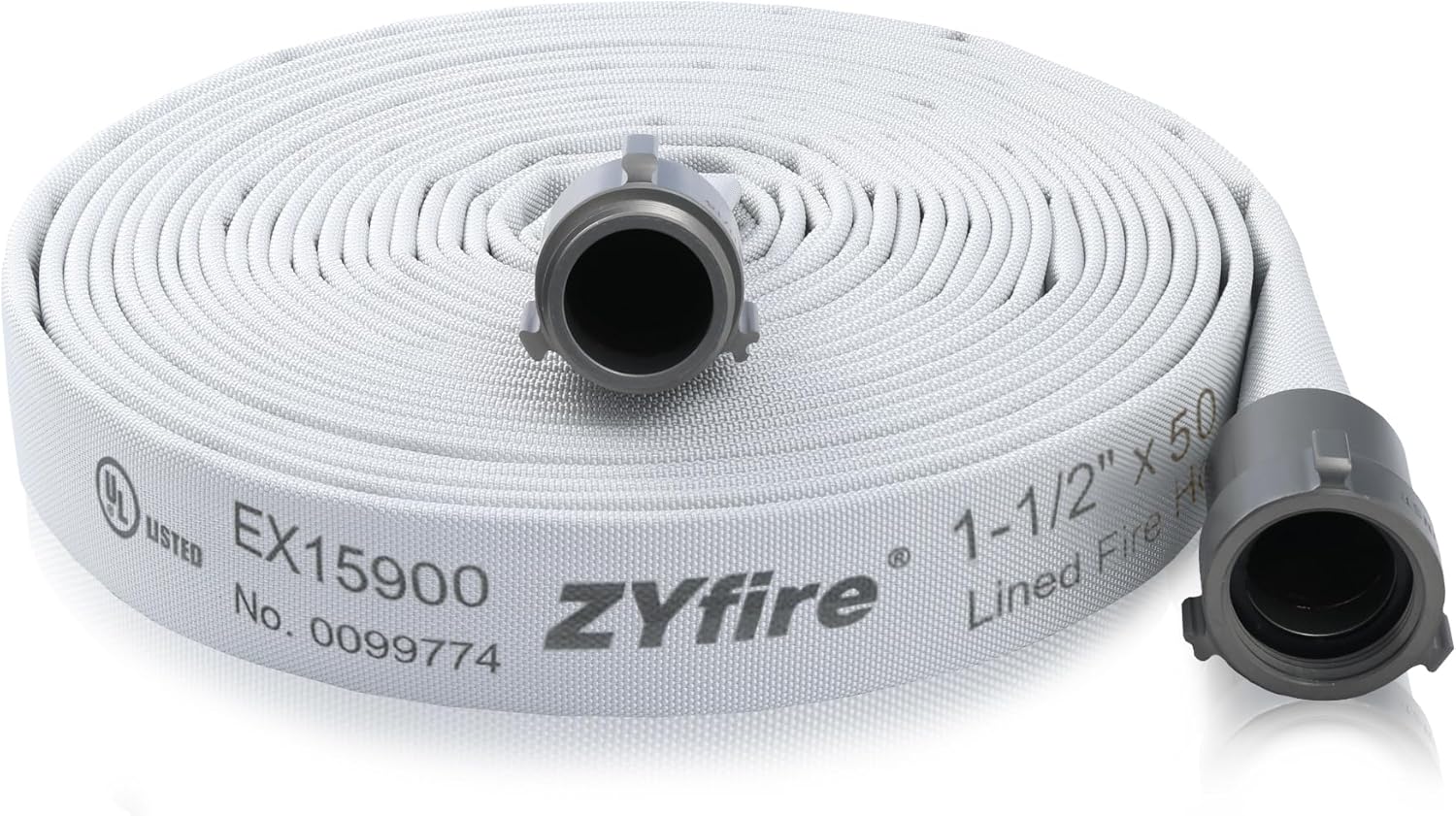 ZYfire 1-1/2in ID x 50 FT Fire Hose with Aluminum Couplings
