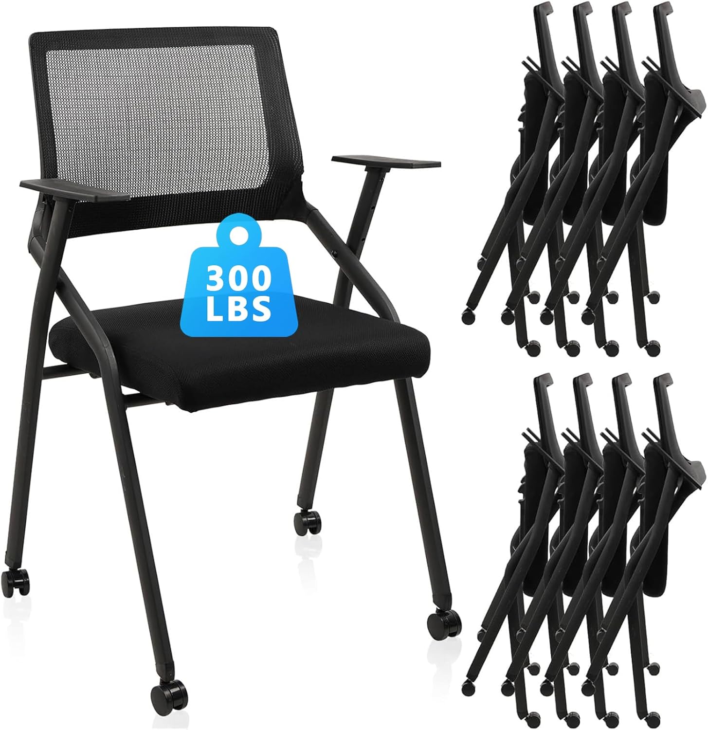 CLATINA Stackable Foldable Conference Room Chairs with Wheels