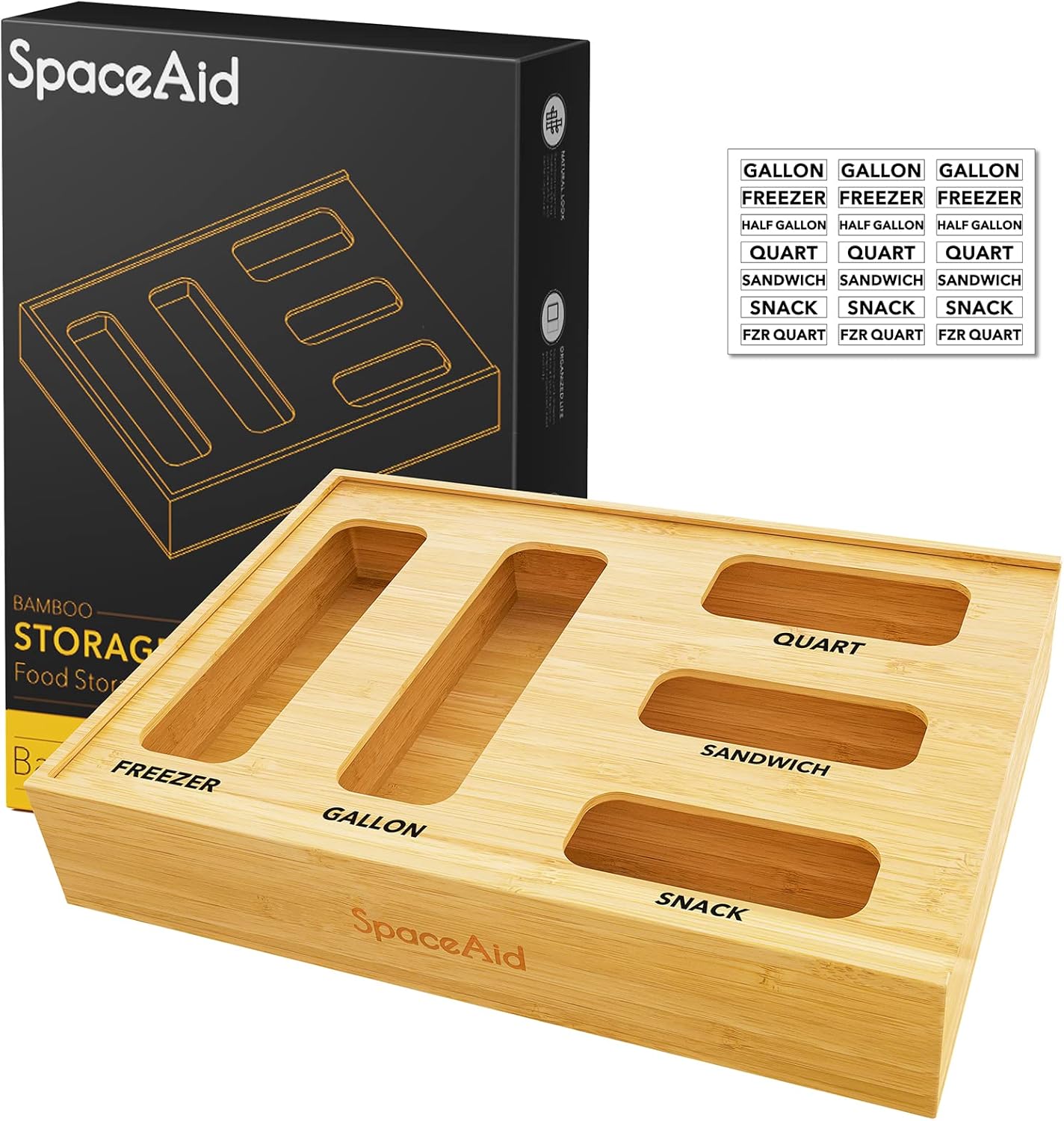 SpaceAid Bamboo Bag Storage Organizer for Kitchen Drawer