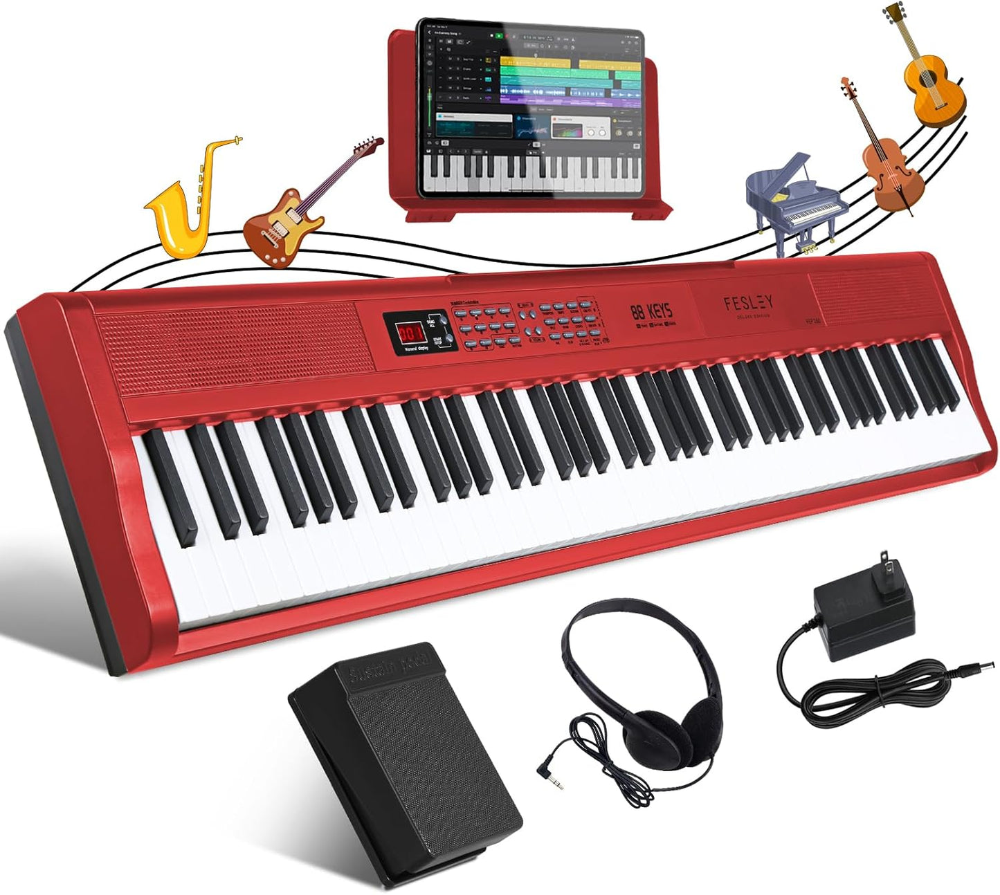 Portable 88-Key Digital Piano with Bluetooth