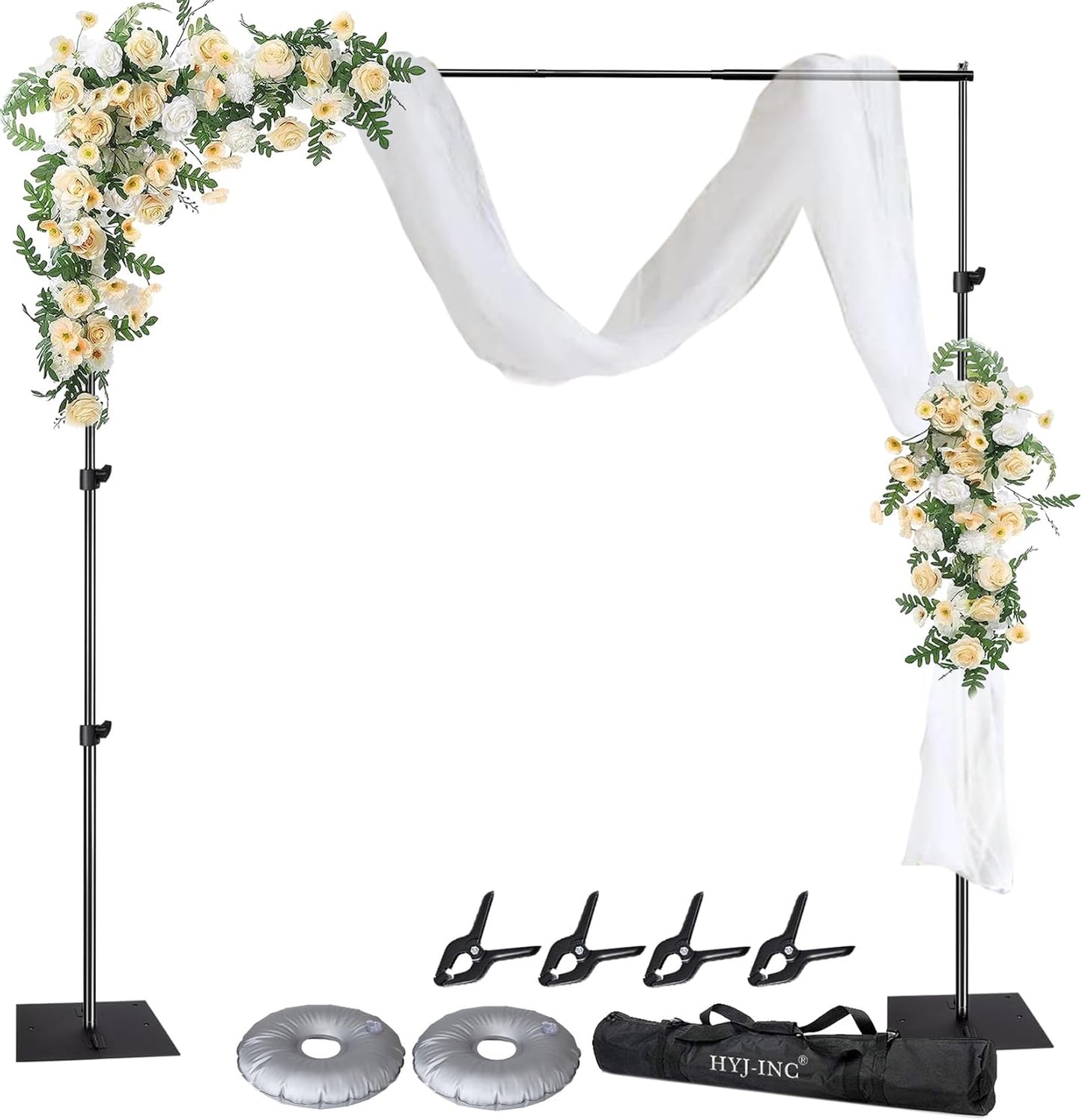 Adjustable 10ft Photography Backdrop Stand Kit with Metal Base - Perfect for Events!