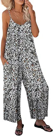 Dokotoo Women's Loose Sleeveless Jumpsuits with Pockets