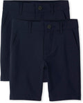 Boys' Uniform Quick Dry Jogger Shorts 2-Pack - Moisture Wicking Chinos