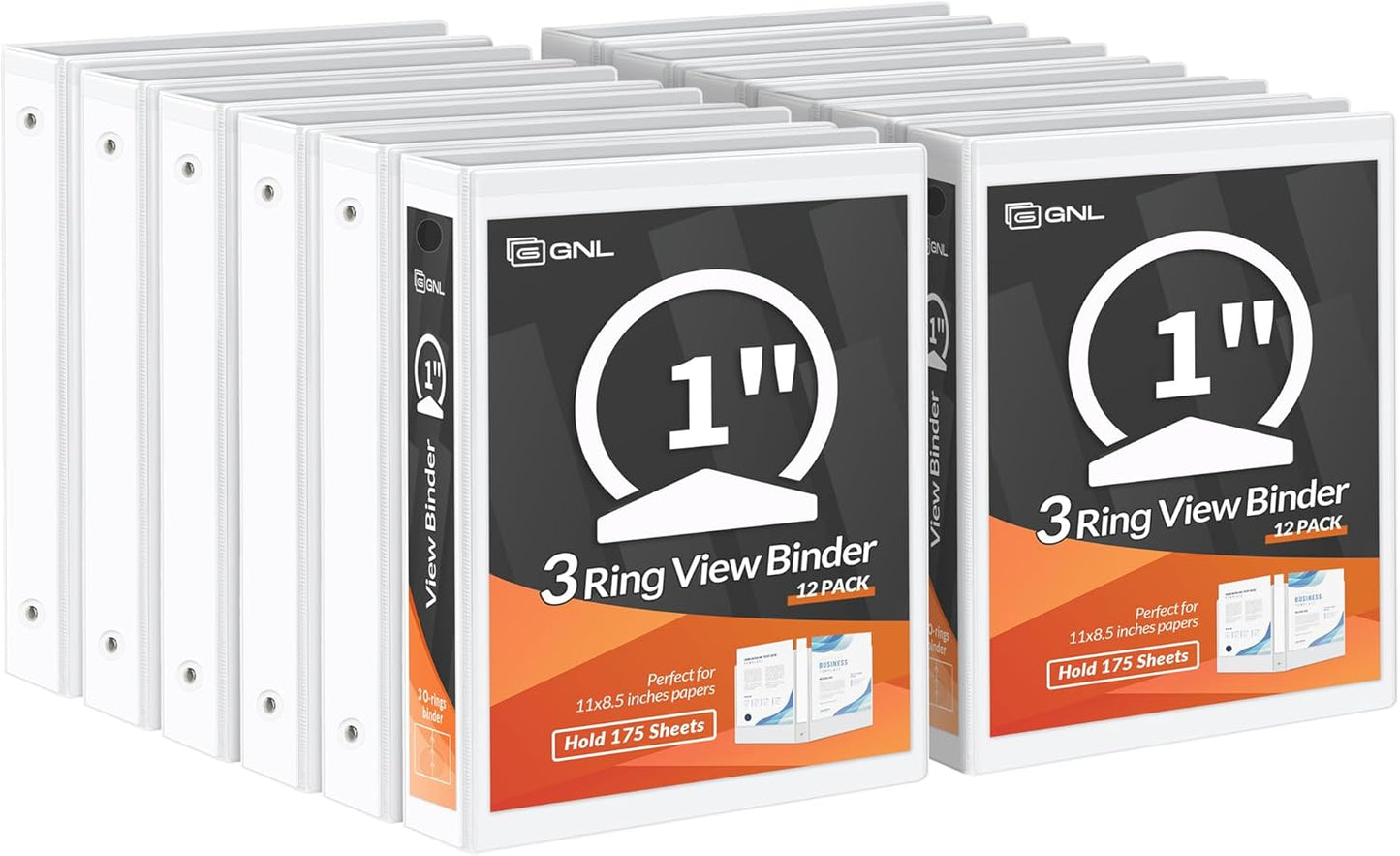 GNL 1 Inch Binders 3 Ring Bulk for Office & School Supplies