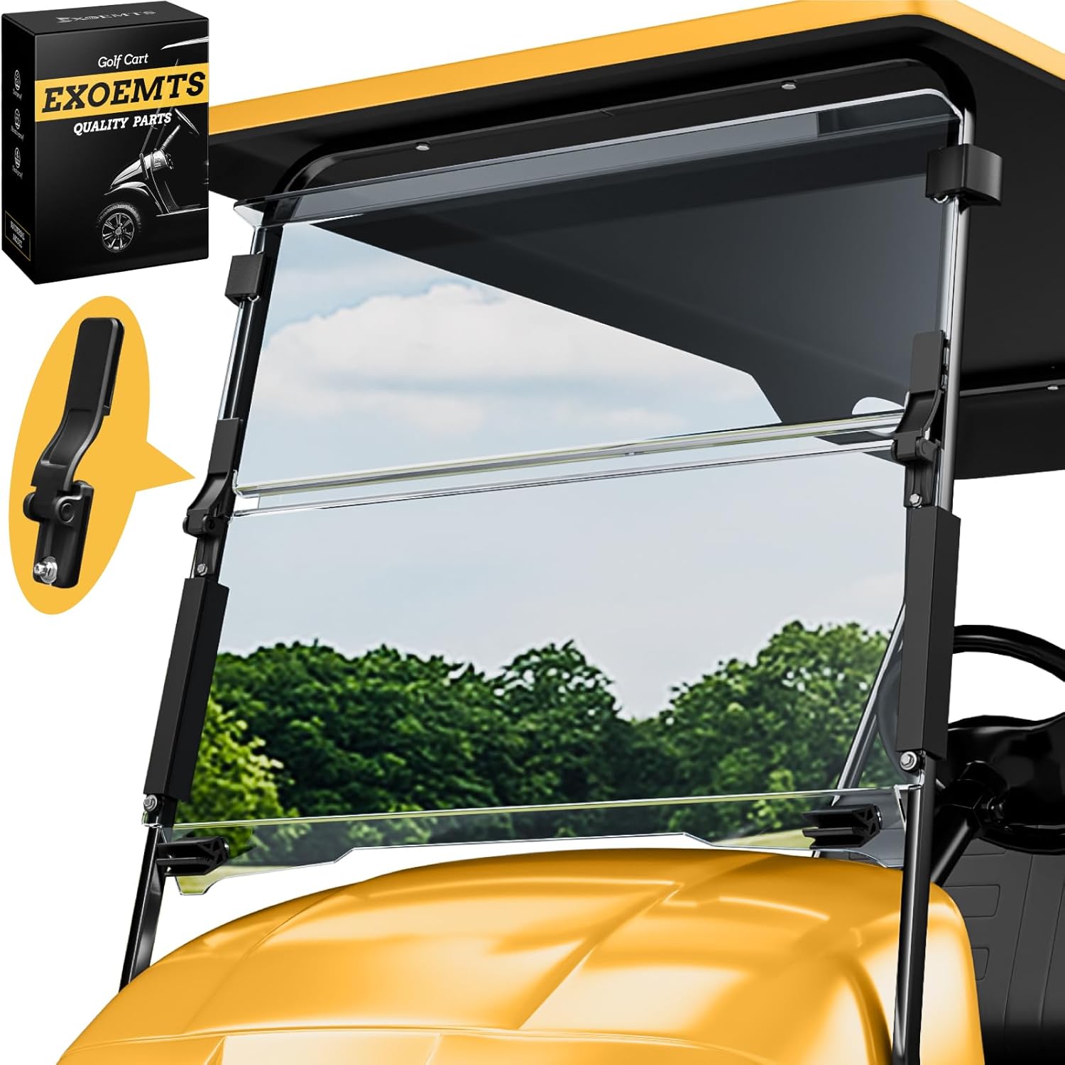 EZGO TXT Golf Cart Windshield - Foldable, Impact Resistant Design