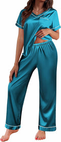 Ekouaer Satin Pajamas for Women - Soft Silk Sleepwear Set