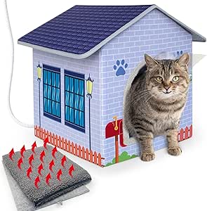 Heated Cat Houses for Indoor and Outdoor Cats with Bed