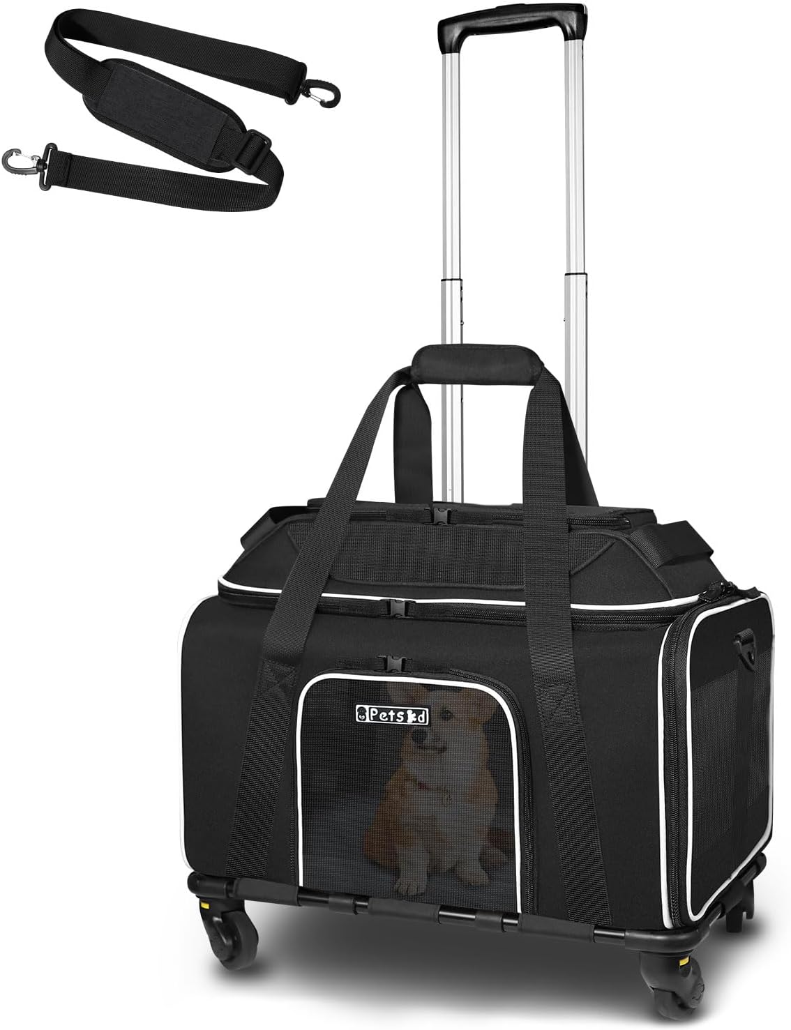 Petskd Expandable Pet Carrier with Wheels for Small Pets