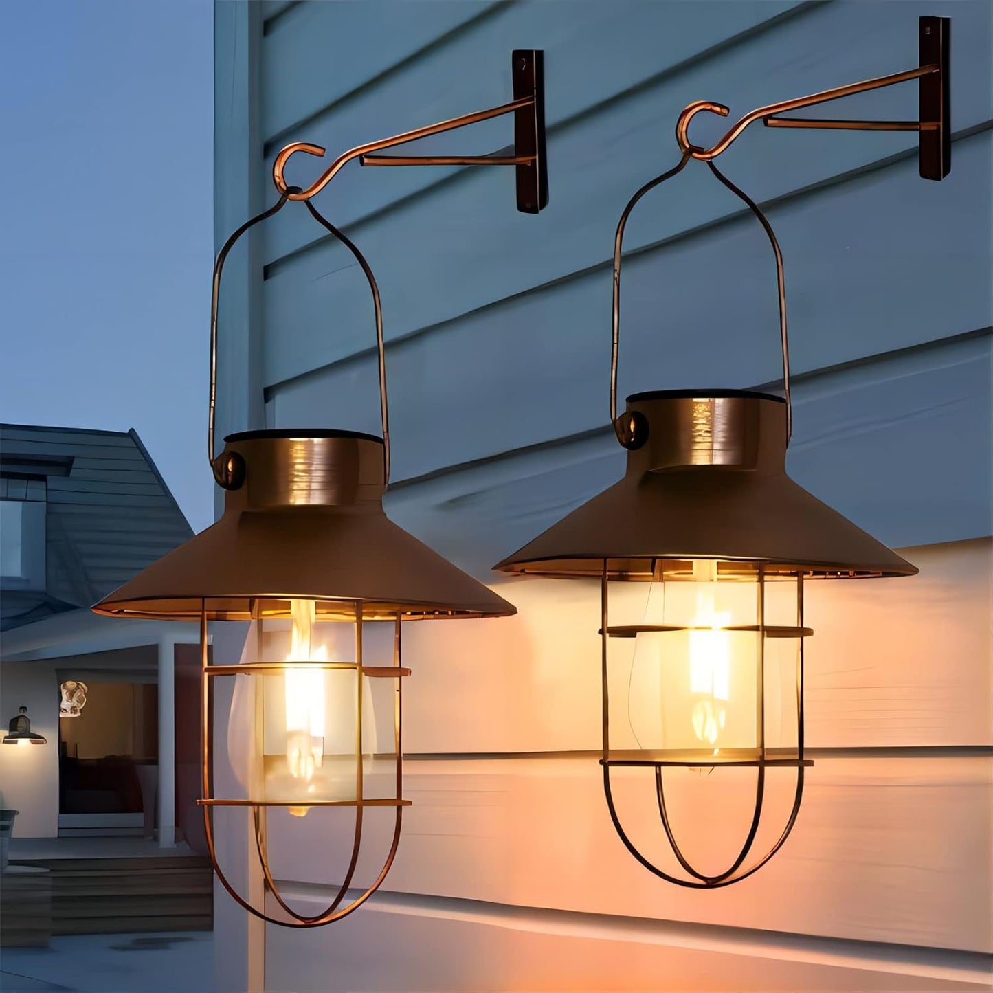Solar Lanterns Outdoor Metal Hanging Lights for Garden Decor