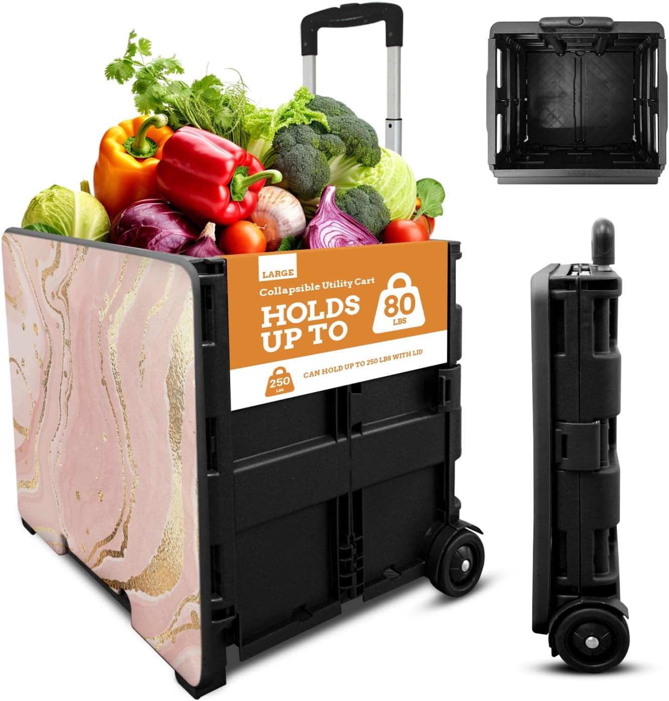 Collapsible Ultra-Slim Pack-N-Roll Utility Cart for All Needs