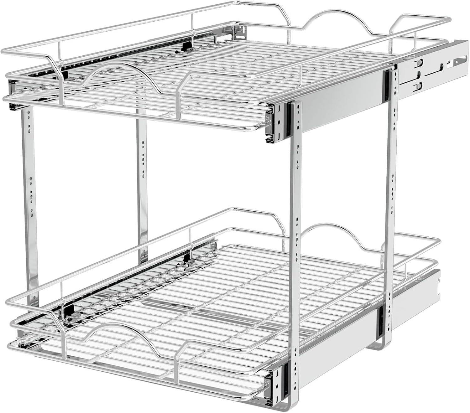 2 Tier Pull Out Cabinet Organizer for Kitchen and Bathroom Use