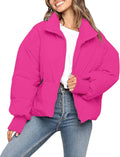 Women's 2025 Winter Long Sleeve Zip Puffer Jacket - Warm, Windproof