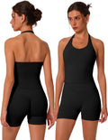 2 Piece Seamless Workout Sets for Women - Halter Bra & Scrunch Shorts