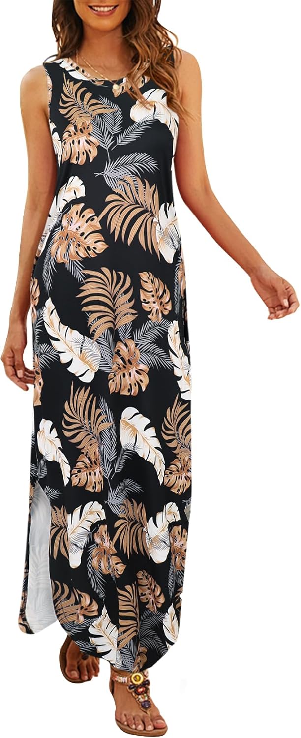 Hount Women's Casual Summer Sleeveless Maxi Dress with Pockets