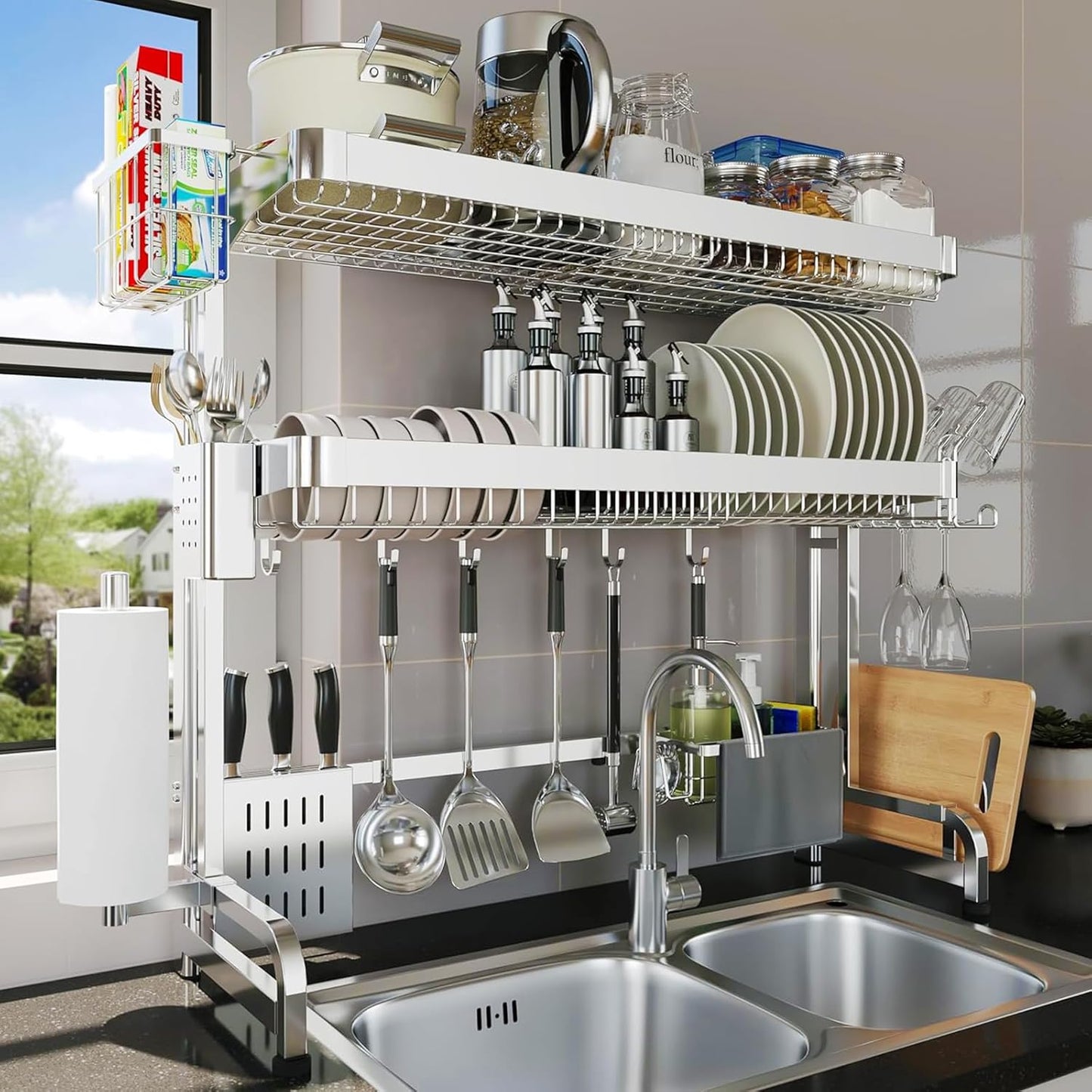 Over The Sink Dish Drying Rack for Kitchen Organization and Storage