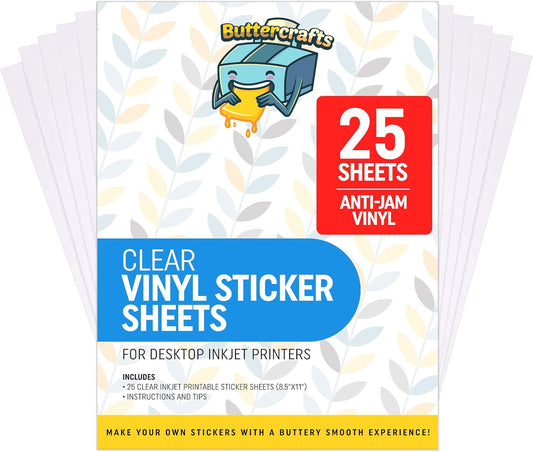 Waterproof Clear Inkjet Vinyl Stickers - 25 Sheets