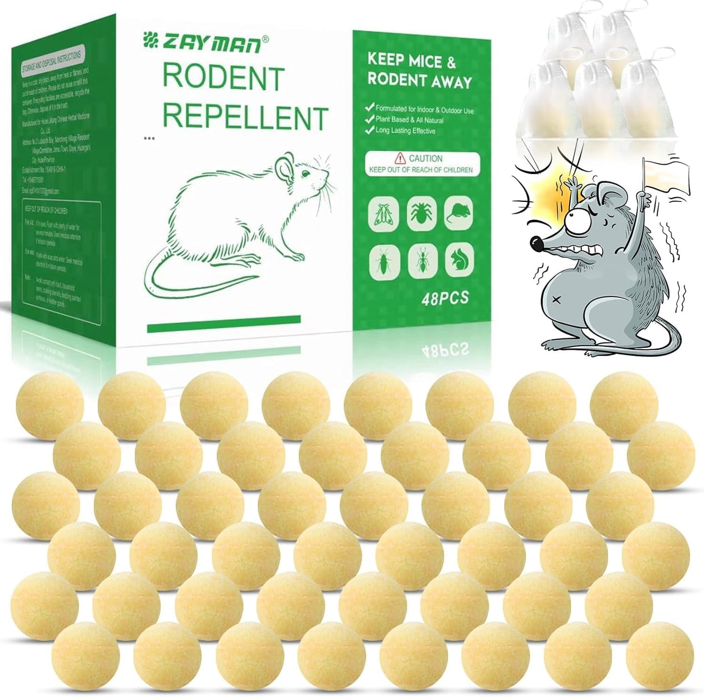 Rodent Repellent with Peppermint Oil - Natural Deterrent Balls