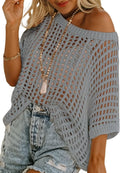 Dokotoo Womens Scoop Neck Short Sleeve Crochet Beach Coverup