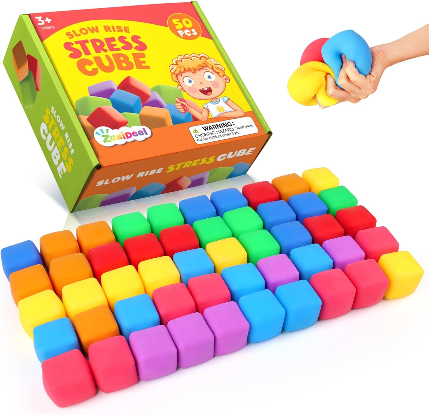 50 Pack Slow Rising Stress Cube for Anxiety Relief and Fun