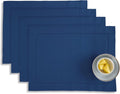 Cotton Linen Placemats Set of 4 - Hemstitch Lapis Blue, 14 x 19 in
