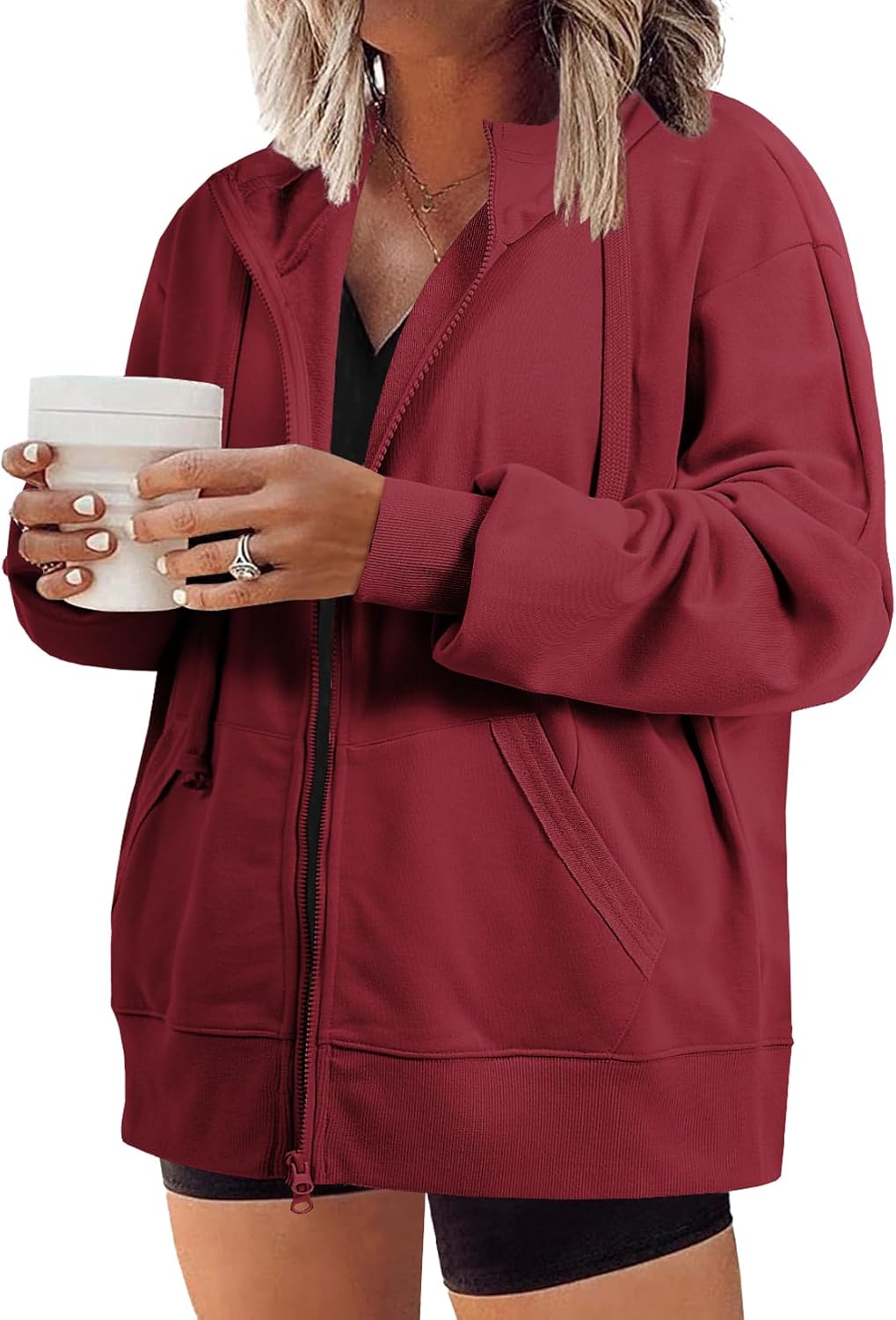Eytino Plus Size Zip Up Hoodies for Women in Fashion Fall Style