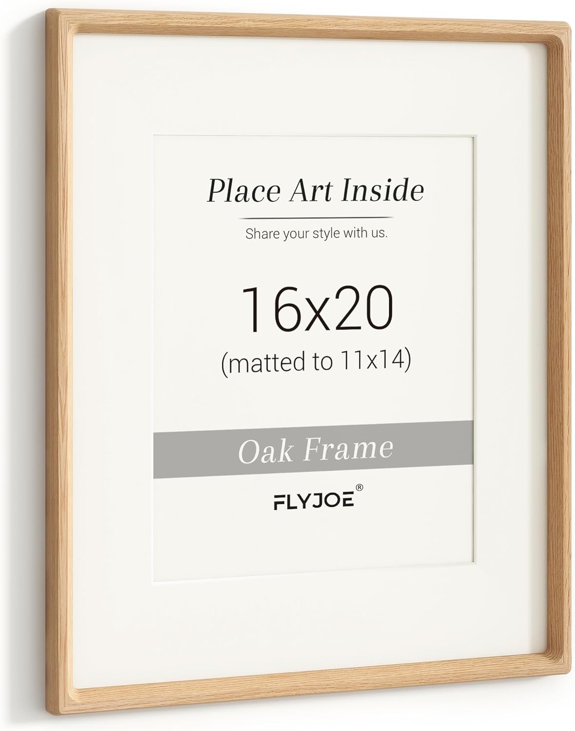 16 x 20 Picture Frame with Natural Oak Wood and Tempered Glass
