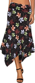 DJT Women's Flowy Handkerchief Hemline Midi Skirt for All Occasions