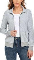 Women's Stand Collar Zip Up Jacket with Pockets - Lightweight Fit