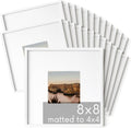 8x8 White Metal Picture Frames Matted to 4x4 - Set of 25