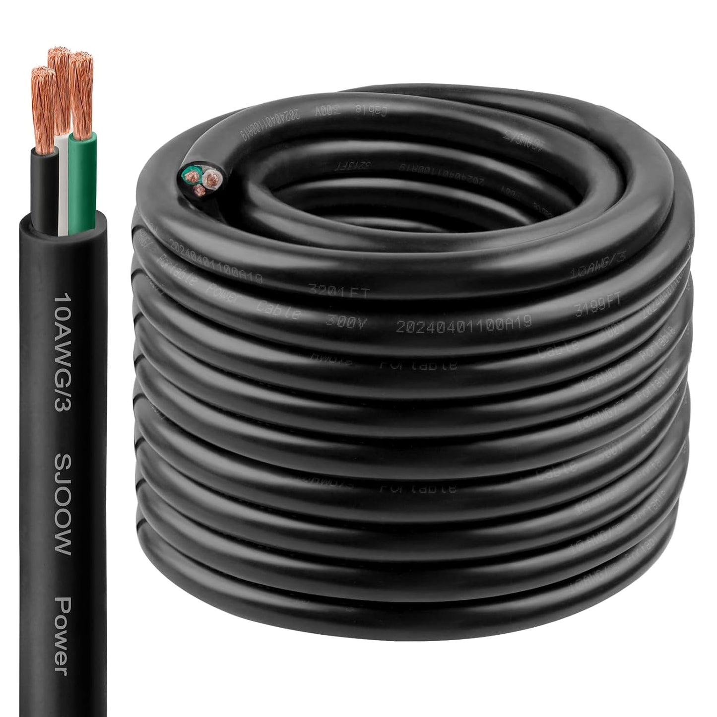 10/3 SJOOW Wire 75FT - Heavy-Duty 10 AWG Cable for Versatile Use