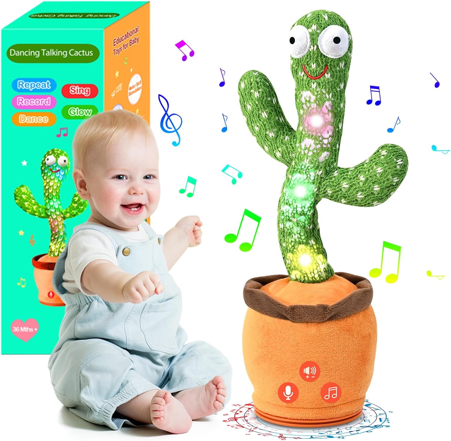 Interactive Singing Cactus Toy for Kids, Recording Feature, 120 Songs