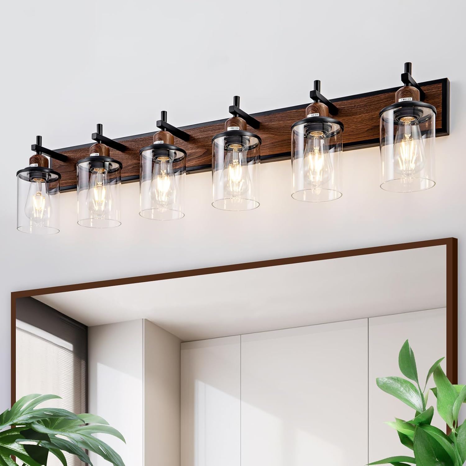 6-Light Farmhouse Bathroom Light Fixtures for Vintage Style