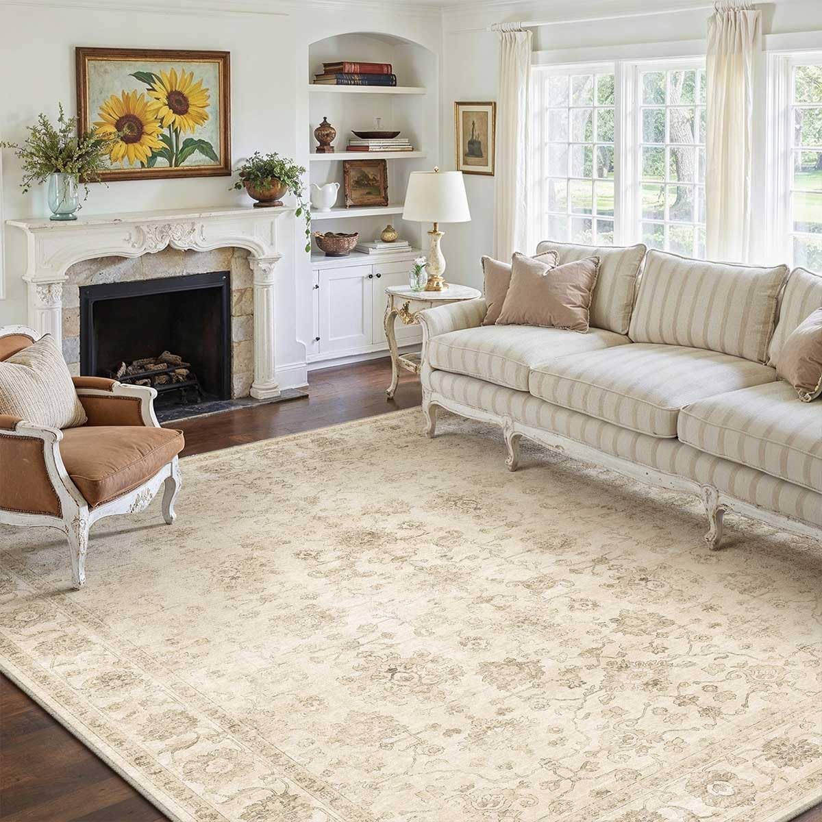 5x7 Washable Area Rug for Living Room Bedroom Vintage Style