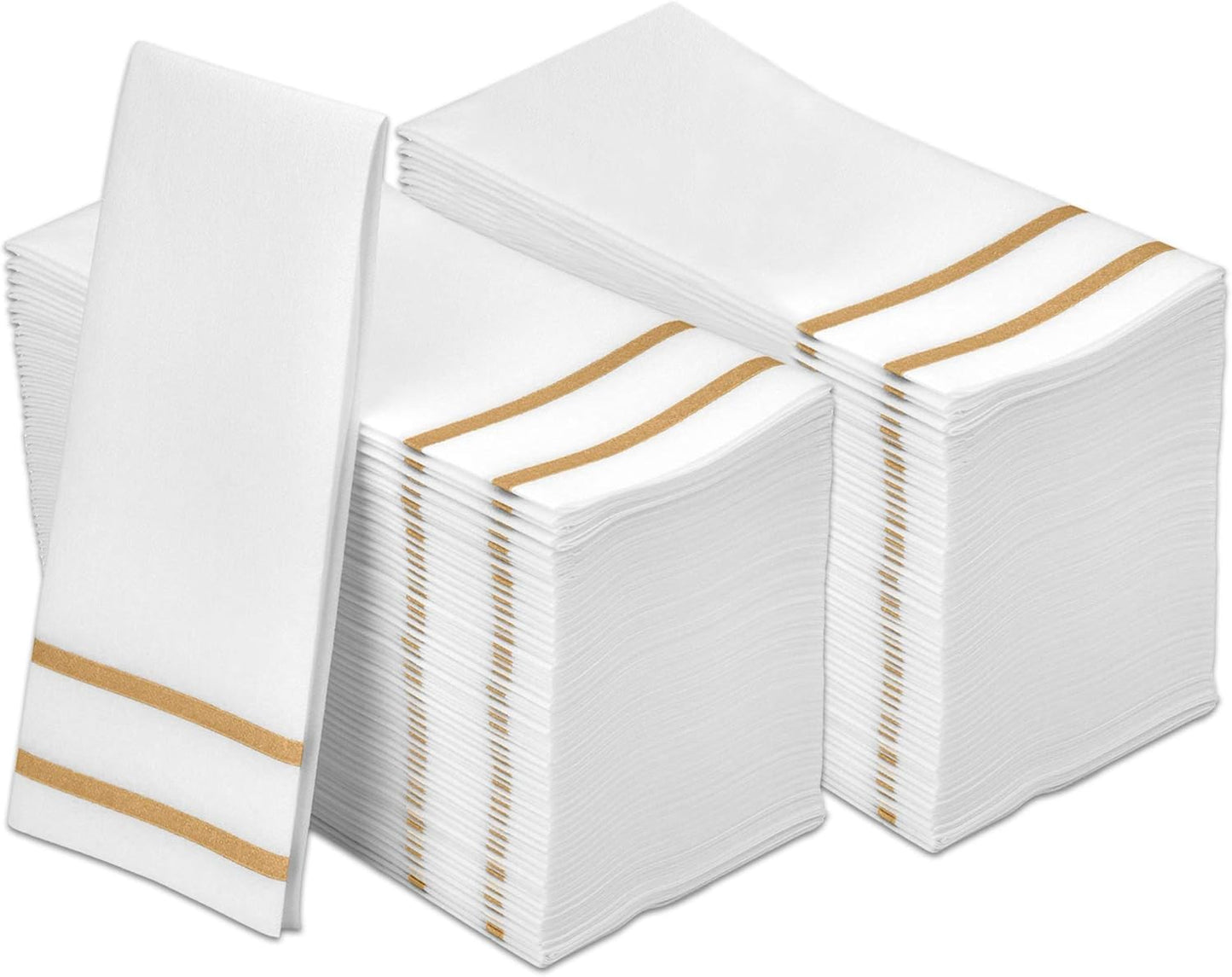 Disposable Hand Towels for Bathroom with Gold Design - 200 Count