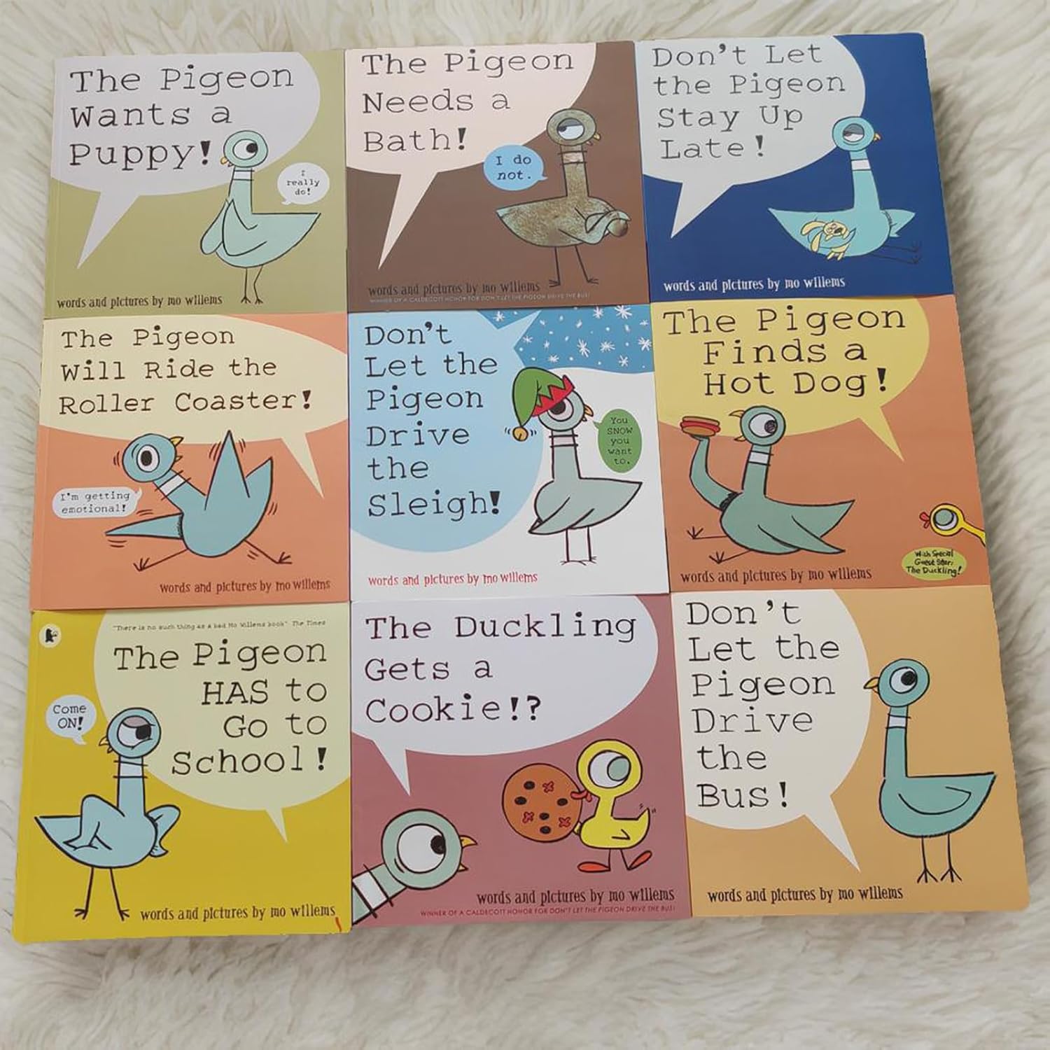9PCS Mo Willems Pigeon Books Collection for Kids - Fun Reading